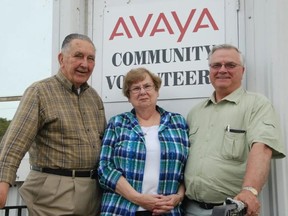Jessica Laws/The Intelligencer 
George Hug, Joan Hazard and Bob Wludyka are members of the Avaya Community Volunteers are in the process of closing the club room as they are no longer in the position of having proper funding. The club room will close its doors one last time at the end of June in Belleville.