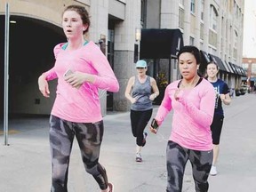 National Lifestyle Editor Rosalyn Solomon (R) running with three other women while training for the Nike Women's 15K.  (Photo credit: Jess Baumung)