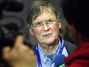 A file photo taken on March 22, 2012 shows English biochemist and Nobel Prize laureate in 2011, Sir Richard Timothy 'Tim' Hunt at the Jozsef Attila Study and Information Centre of Szeged Sciences University in Szegede, during an international conference series held on the occasion of the 75th anniversary of Hungarian Albert Szent-Gyorgyi's Nobel Prize Award. Nobel Prize-winning scientist Tim Hunt apologized June 10, 2015 for causing offence during a speech at the World Conference of Science Journalists in South Korea, after his suggestion that female scientists could not take criticism without crying and that they disrupted lab work, sparked outrage. (AFP PHOTO/CSABA SEGESVARI)