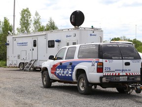 In this file photo, Greater Sudbury Police setup a command post in the Wanup area while they searched for Gaetanne (Gail) Lynds. Gaetanne's husband, Boyd Lynds, was later found dead. John Lappa/Sudbury Star/Postmedia Network