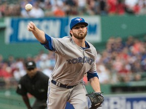 Toronto Blue Jays starter Drew Hutchison delivers a pitch during the first inning his team's game against the Boston Red Sox at Fenway Park in Boston on June 12, 2015. (GREGORY J. FISHER/USA TODAY Sports)