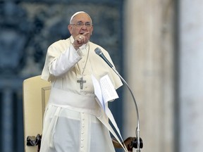 Pope Francis delivers a speech during an audience for the participants of the Convention of the Diocese of Rome in St. Peter's square at the Vatican City, June 14, 2015. REUTERS/Giampiero Sposito