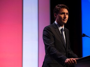Leader of the Liberal Party of Canada Justin Trudeau speaks to the Federation of Canadian Municipalities 2015 Annual Conference, at the Shaw Conference Centre in Edmonton Alta. on Friday June 5, 2015. David Bloom/Edmonton Sun/Postmedia Network