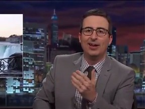 Comedian John Oliver poked fun at Canada's Senate scandal on the latest episode of HBO's Last Week Tonight. (YouTube screengrab)