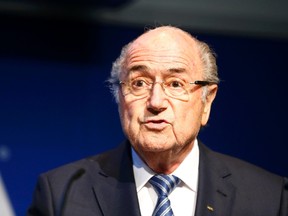 FIFA President Sepp Blatter addresses a news conference at the FIFA headquarters in Zurich, Switzerland June 2, 2015. (REUTERS/Ruben Sprich)