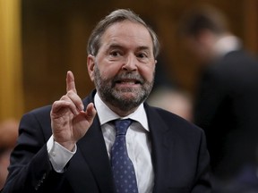 New Democratic Party leader Thomas Mulcair speaks during Question Period in the House of Commons on Parliament Hill in Ottawa in this May 12, 2015 file photo. (REUTERS/Chris Wattie)