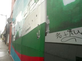 The downtown mural of the Superior ship has been damaged twice by graffiti in recent weeks. It was cleaned up last week, and shortly after it was tagged with graffiti again. The mural is located at the corner of Duncan and James Streets.