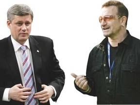 Prime Minister Stephen Harper (L) and U2's Bono. 

(Postmedia Network file photo)