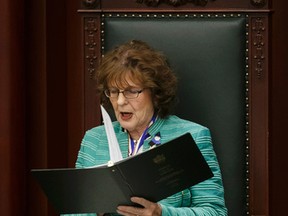 Lt.-Gov. Lois Mitchell reads the throne speech Monday. Ian Kucerak photo