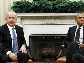U.S. President Barack Obama (R) meets with Israel's Prime Minister Benjamin Netanyahu at the White House in Washington in this file photo taken October 1, 2014.

REUTERS/Kevin Lamarque/Files
