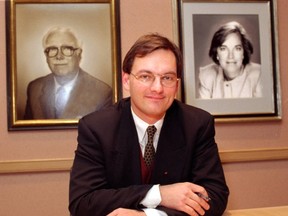 Blackburn Radio owner Richard Costley-White, seen here flanked by images of his late grandfather Walter Blackburn and his late mother Martha Blackburn, died Tuesday after a losing fight with cancer. He was 48. (Free Press file photo)