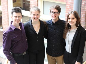 Computer science students from Queen's University taking part in an international competition in Seattle in July are, from left, Christopher Thomas, Anastasiya Tarnouskaya, Riley Karson and Julie Lycklama. (Handout photo)