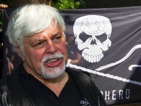 Marine conservationist and Sea Shepherd founder Paul Watson attends a rally of animal rights activists in Berlin, in this May 23, 2012, file photo. Watson, a Canadian environmentalist and star of a reality television show, says Canada has effectively barred him from returning to the country since his passport was seized three years ago by German authorities. REUTERS/Thomas Peter/Files