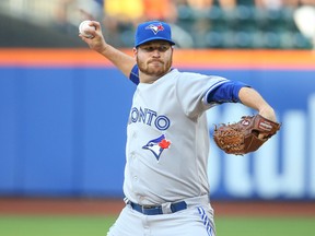 Toronto Blue Jays starting pitcher Scott Copeland didn't fare well against the New York Mets at Citi Field on Tuesday after being recalled to replace injured pitcher Aaron Sanchez. (Anthony Gruppuso/USA TODAY Sports)
