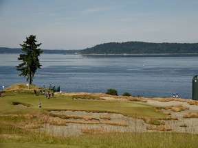 A view of the 15th hole during practice rounds at Chambers Bay on June 15, 2015. (JOHN DAVID MERCER/USA TODAY Sports)