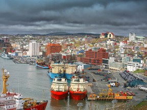 Storm clouds form over the city of St. John's and St. John's busy harbour.

(Fotolia)