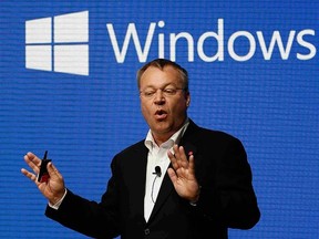 Stephen Elop gestures during a presentation at the Mobile World Congress in Barcelona Feb. 24, 2014. REUTERS/Gustau Nacarino