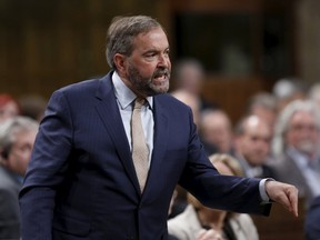 New Democratic Party (NDP) leader Thomas Mulcair speaks during Question Period in the House of Commons on Parliament Hill in Ottawa, Canada, June 17, 2015. REUTERS/Chris Wattie
