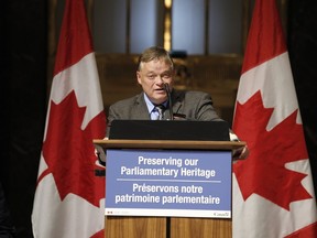 Arthur Milnes delivery a speech at the opening of the Parliament of Canada's Sir John A. Macdonald Building in Ottawa.
Courtesy Jake Wright/Hill Times