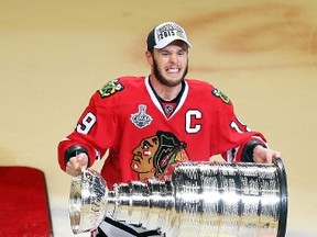 If not for Jonathan Toews, the Stanley Cup-winning Blackhawks would have no representatives at the upcoming NHL awards show. The Chicago captain is up for the Selke Trophy. (Getty Images/AFP)
