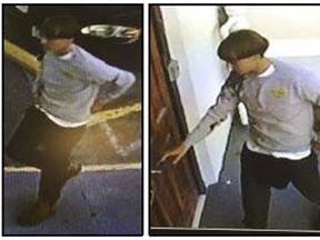 A suspect which police are searching for in connection with the shooting of several people at a church in Charleston, S.C., is seen in stills from CCTV footage on a poster released by the Charleston Police Department on June 18, 2015. (REUTERS/Charleston Police Department/Handout via Reuters)