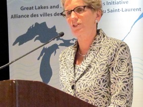 Ontario Premier Kathleen Wynne speaks at the Great Lakes and St. Lawrence Cities Initiatives conference on Thursday June 18, 2015 in Point Edward, Ont. (Paul Morden, The Observer)