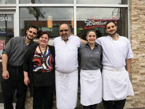 Peter, left, mom Niki, dad Frank, Katerina and George Kalimaris invite you to P&M Restaurant's new digs on Weston Rd. for some delicious halibut and chips, or souvlaki dinner.