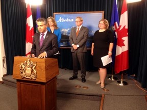 Minister of Human Services Irfan Sabir speak on Bill 3. Perry Mah/Edmonton Sun