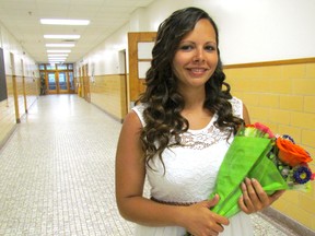 Jessica Nicolaisen, 28, finished up her high school diploma more than a decade after being kicked out of high school as a teenager. She was named valedictorian of this year's Adult Learning Centre graduation ceremony. (Chris O’Gorman/ Sarnia Observer)