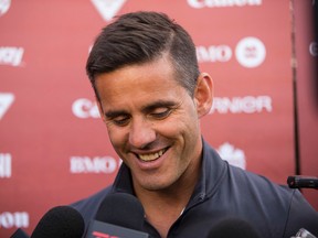 Head coach John Herdman speaks with the media after a practice at Clareview Recreation Centre on June 8, 2015. (Ian Kucerak/Edmonton Sun/Postmedia Network)