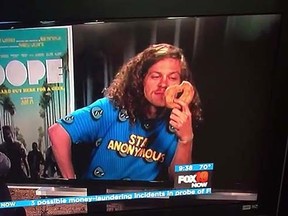 Blake Anderson chats with a local Cincinnati TV station until the interview is abruptly cut short. (YouTube)