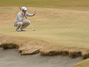 David Hearn lines up a putt on the 6th green in the first round of the U.S. Open at Chambers Bay in University Place, Wash., on Thursday, June 18, 2015. (Kyle Terada/USA TODAY Sports)