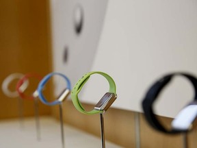 Bands for the Apple Watch are seen for sale at Apple's flagship retail store in San Francisco, June 17, 2015. REUTERS/Robert Galbraith