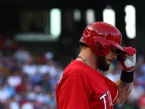 Josh Hamilton of the Texas Rangers looks on during a game against the Boston Red Sox at Globe Life Park in Arlington on May 30, 2015. (Sarah Crabill/Getty Images/AFP)