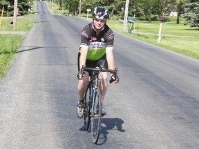 JASON MILLER/THE INTELLIGENCER
Chris Jeffrey has  decided to dedicate his first ride for cancer to his wife Pam who died two months after being diagnosed with cancer last fall. The Jeffrey's have raised $60,000 for diabetes care over the past nine years before Pam's death.