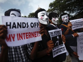 Protesters from the Anonymous.

REUTERS/Vivek Prakash