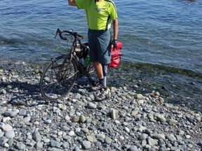 John Pruyn, seen here on the B.C. coast on June 6, 2015, is cycling across Canada in honour of the five year anniversary of the G20. (Photo courtesy John Pruyn)