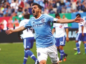 New York City FC forward David Villa celebrates his goal against Montreal earlier this month. (USA TODAY SPORTS)