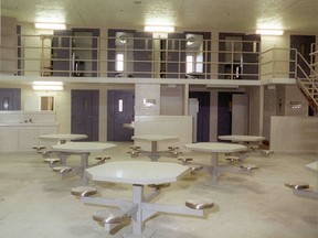 Prisoners are housed in cells around a multi-purpose common area at the Central North Correctional Centre in Pentanguishine.