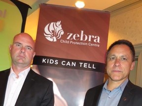 CAPTION: I met EPS Staff Sgt. Scott Jones (left) and Bob Hassel, CEO of the Zebra Child Protection Centre, at a successful fundraising auction event for the Centre held in Banff on Friday.
