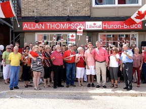 Allan Thompson cutting the ribbon at his new volunteer centre in Goderich. (Submitted)
