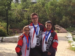 A trio of athletes from Benoit's Martial Arts participated at the Montreal Open International 2015 on May 31. Juliana Meandro competed in the female kata 10-11 brown belt division and won a gold medal. Bradley Chaput competed in the elite male kata 14-15 division and won a silver medal. Marissa Meandro competed in the elite female kata 14-15 division and won a bronze medal. Photo supplied