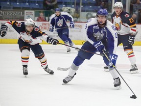 Sudbury Wolves defenceman Kyle Capobianco (23) is shown in action against the Barrie Colts earlier this season. Capobianco is expected to be the first Wolves player picked in the NHL Entry Draft this weekend. Gino Donato/The Sudbury Star/Postmedia Network