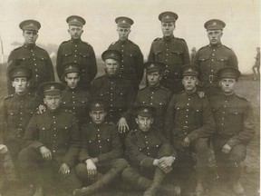 Soldiers from Lambton's own 149th Battalion pose in a picture prior to their service in World War I. Heritage St. Clair is selling a book documenting the sacrifices of young volunteers and conscripts who came from the former Sombra and Moore Townships. 
submitted photo for SARNIA THIS WEEK