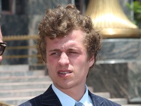 Conrad Hilton attends court for sentencing after causing a disturbance aboard an international flight from London to Los Angeles last summer at Roybal Federal Building on June 16, 2015 in Los Angeles, California. Hilton was sentenced to community service and three years of probation.  David Buchan/Getty Images/AFP