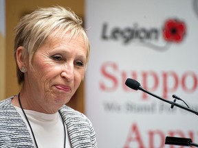 Acting president and CEO of the Royal Ottawa Foundation for Mental Health Nancy Stanton speaks on Tuesday. The Royal Canadian Legion announced a $1-million donation. (DANI-ELLE DUBE Ottawa Sun)