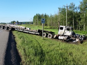 One person was killed in a Highway 63 head-on crash north of Edmonton. (RCMP PHOTO)