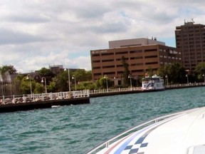 A view from the front of a 38-foot Powerquest powerboat following a 36-foot Nor-Tech powerboat on the St. Clair River. (Terry Bridge, Sarnia Observer)