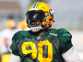 Almondo Sewell rejoined his teammates at practice this week after recovering from being 'a little nicked up.' (Ian Kucerak, Edmonton Sun)