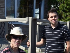 North East CCAC occupational therapist Nathan Laakso (right) is one of the Faces of the CCAC. He's shown here with client Glen Stillmark.